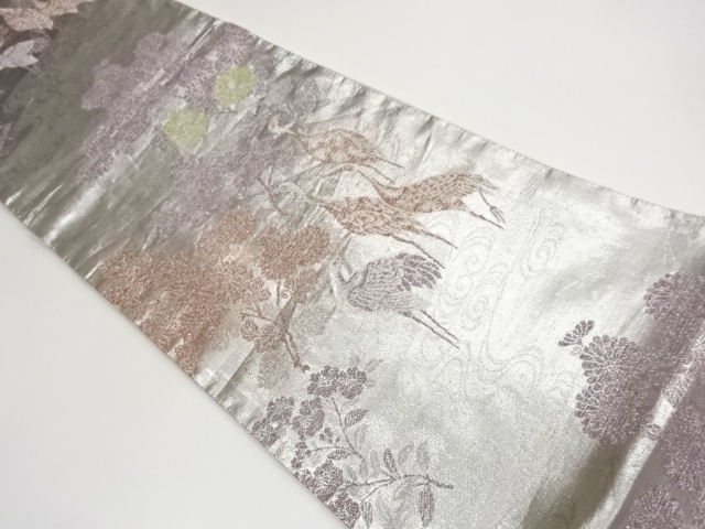 JAPANESE FUKURO OBI / WOVEN CRANE & KIKU